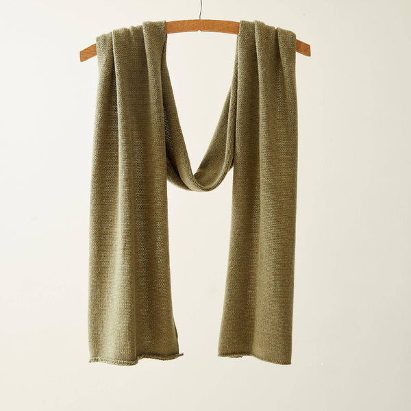 Merino wool scarf olive green AQ1