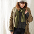 Merino wool scarf olive green AQ1